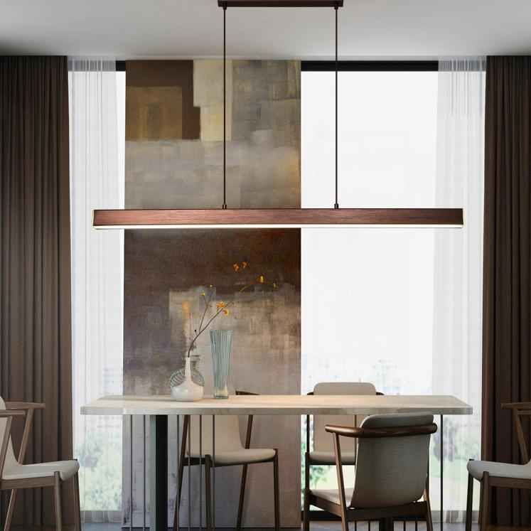 Thala Suspension Linéaire Moderne Noir/Marron Salon - Neutralighting