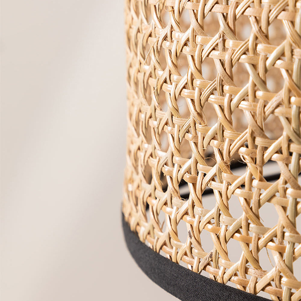 Ritta Lampadaire Trépied Moderne, Métal/Rotin, Bois, Salon - Neutralighting