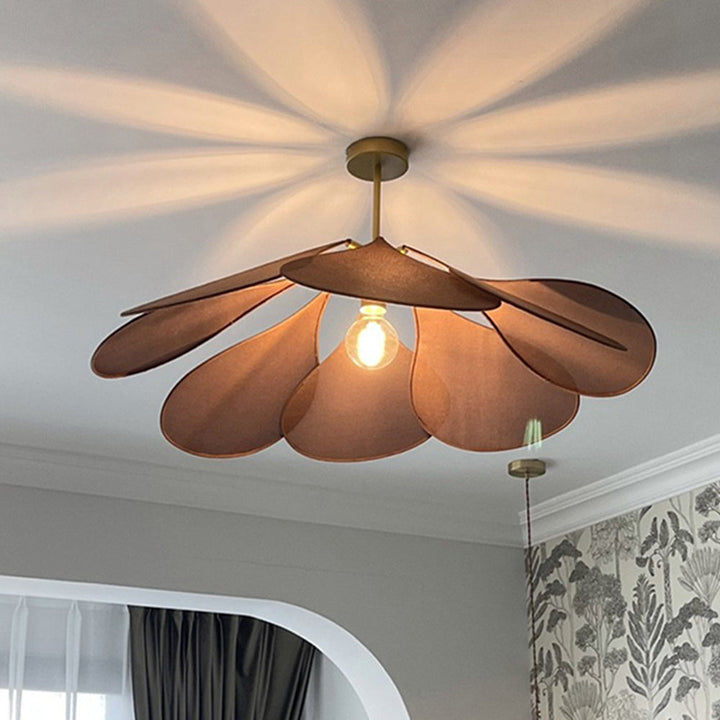 Ritta Suspension Petale Moderne, Metal/Tissu, Blanc/Marron, Salon - Neutralighting