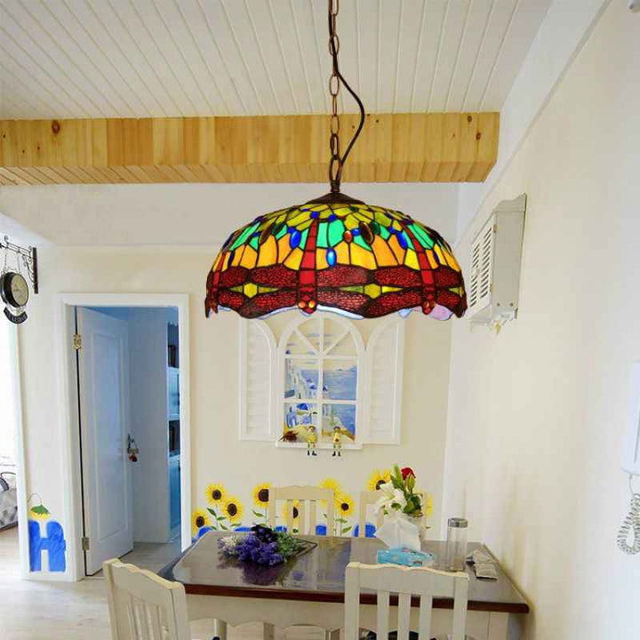 Tiffany Vintage Art LED Suspension Verre Chambre À Coucher - Neutralighting