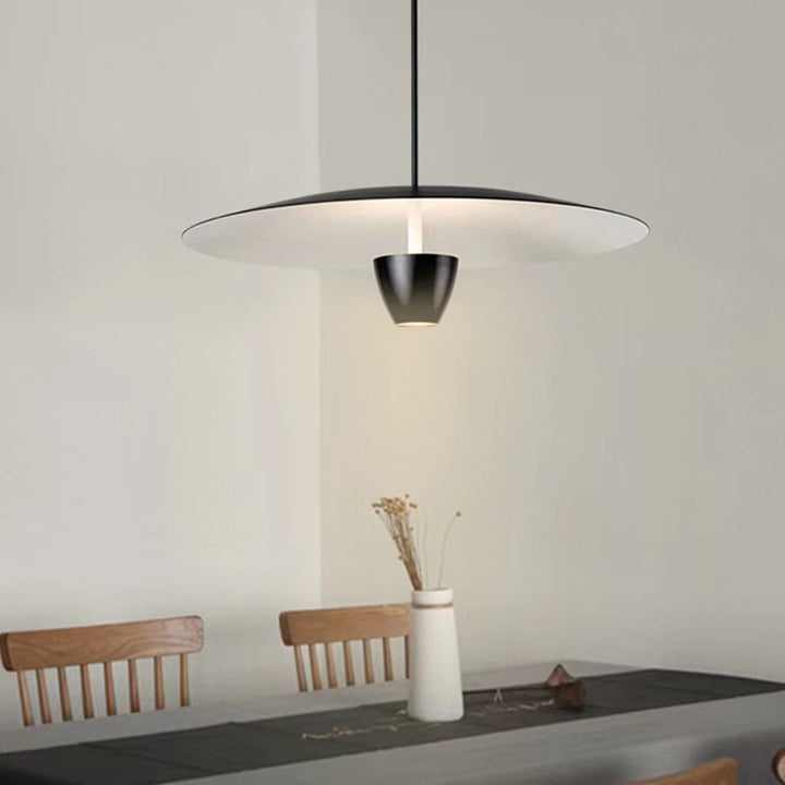 Arisha Suspension Ronde LED Minimaliste, Métal, Noir, Salon - Neutralighting
