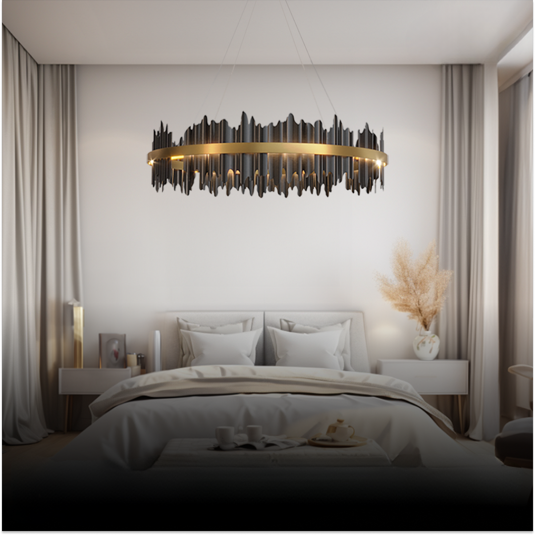Kristy Lustre Cylindrique Verre/Métal Noir Or Salon/Chambre à Coucher - Neutralighting