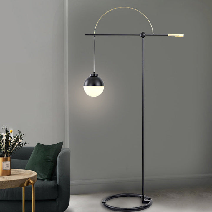 Valentina Design Lampadaire Rond Nordique Métal/Verre Noir Bureau/Chambre - Neutralighting