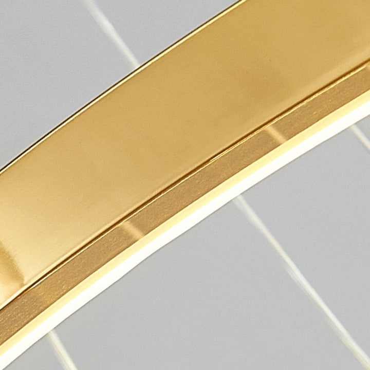 Arisha Grande Design LED Luminaires Suspensions Anneau Moderne Acrylique Doré Salon - Neutralighting