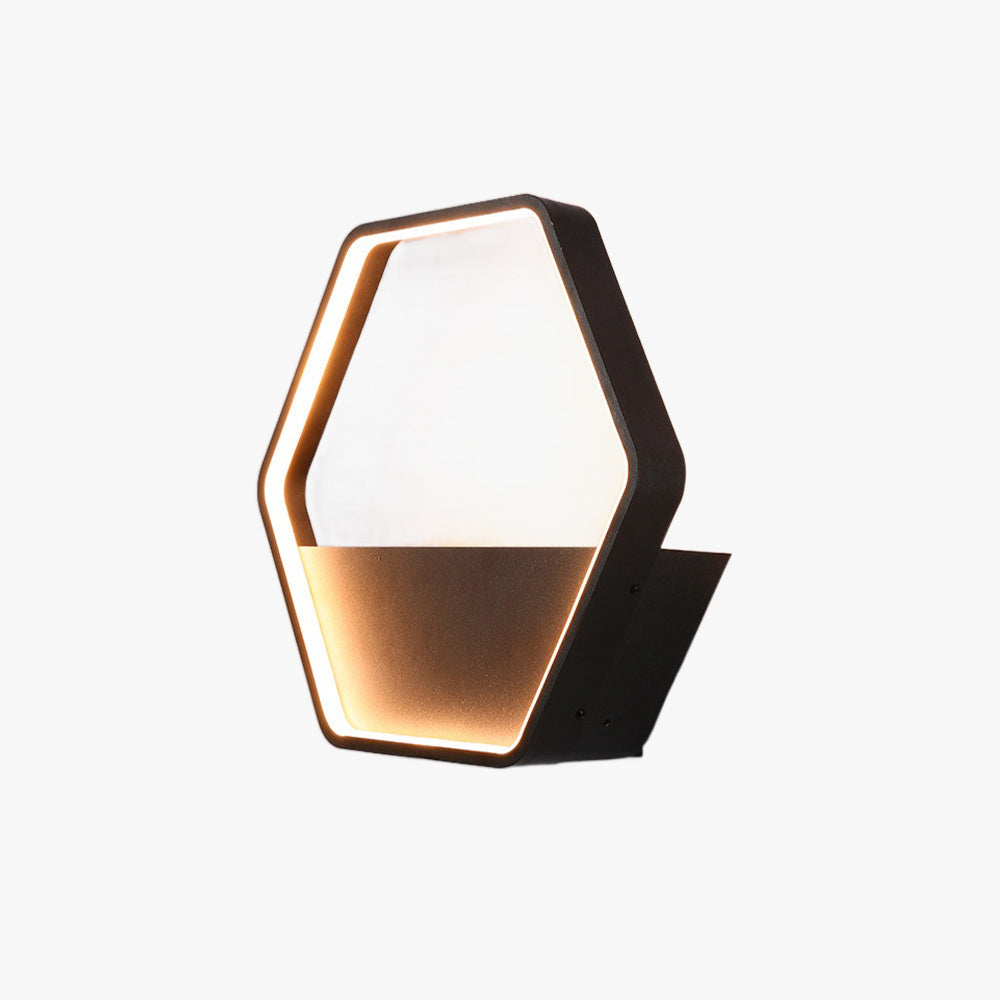 Ray Applique Murale Extérieure Hexagone Nordique, Métal, Noir, Clôture - Neutralighting