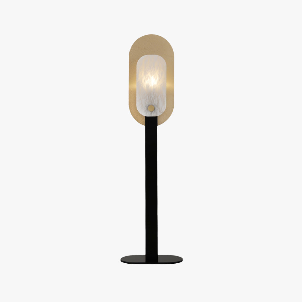 Arisha Lampadaire Ovale Nordique, Marbre/Métal, Blanc/Doré, Salon - Neutralighting