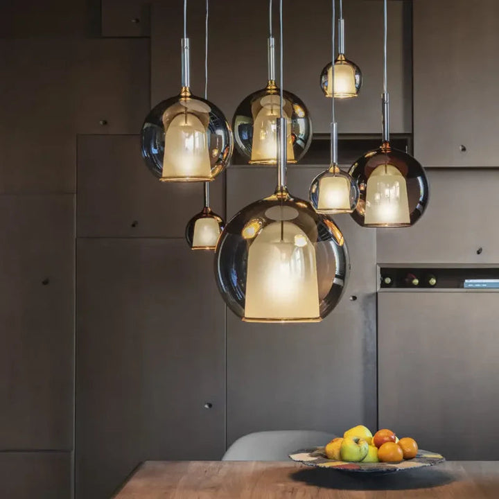 Valentina Moderne Sphère LED Suspension Verre Salle à Manger - Neutralighting