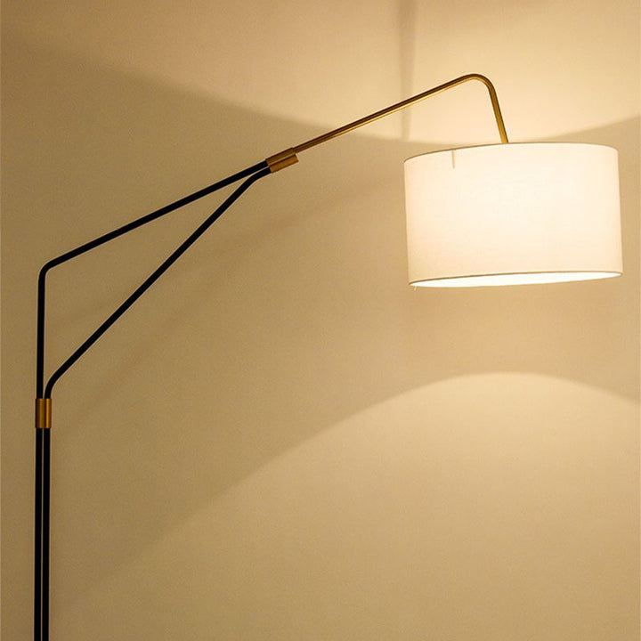 Tiffany Lampadaire Cylindre Moderne Métal/Tissu Blanc Salon/Chambre à Coucher Grande - Neutralighting