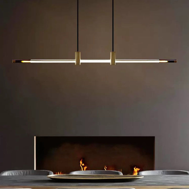 Ray Suspension Linéaire Moderne, Metal/Acrylique, Rouge/Marron, Chambre - Neutralighting