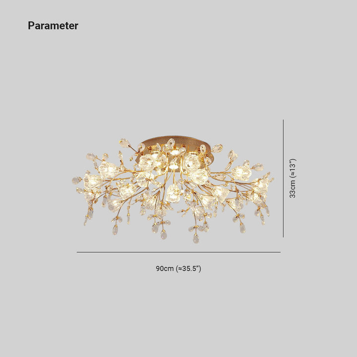 Arisha Design LED Plafonnier Fleur Art Deco Métal/Verre Doré Salon/Chambre à Coucher - Neutralighting