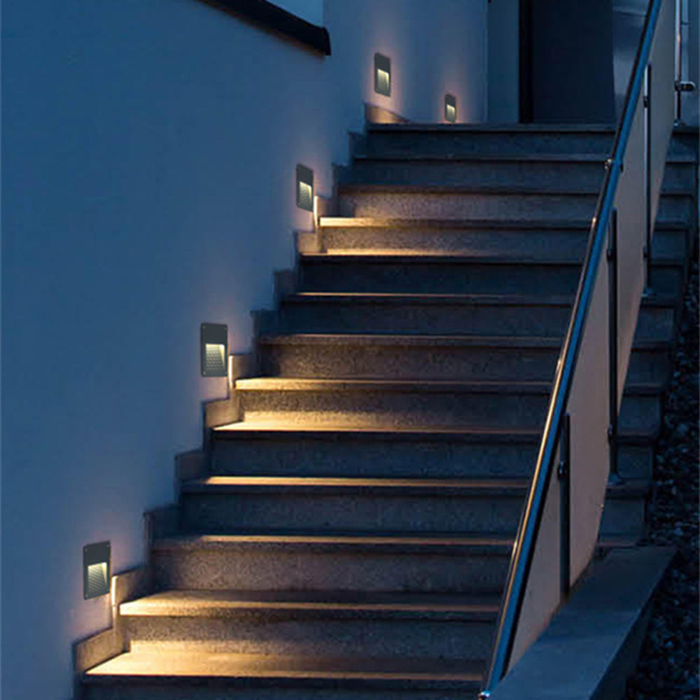 Ray Éclairage Escalier Extérieur Rectangulaire Moderne, Métal/Verre, Gris/Noir, Escalier - Neutralighting