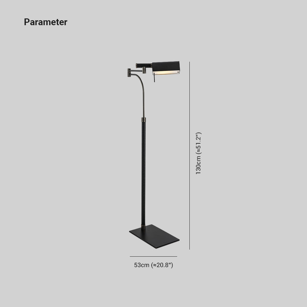 Mira Lampadaire Rectangulaire Moderne, Cuir/Métal, Noir, Salon - Neutralighting