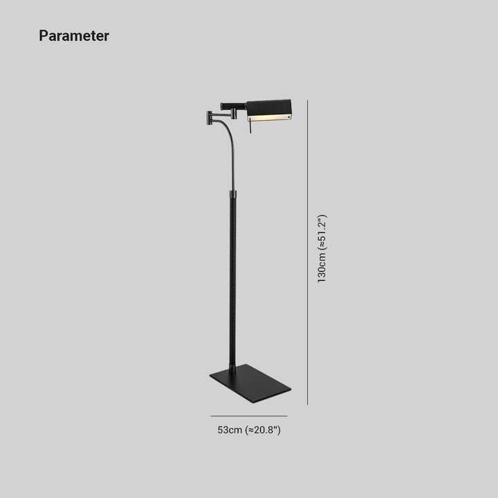 Mira Lampadaire Rectangulaire Moderne, Cuir/Métal, Noir, Salon - Neutralighting