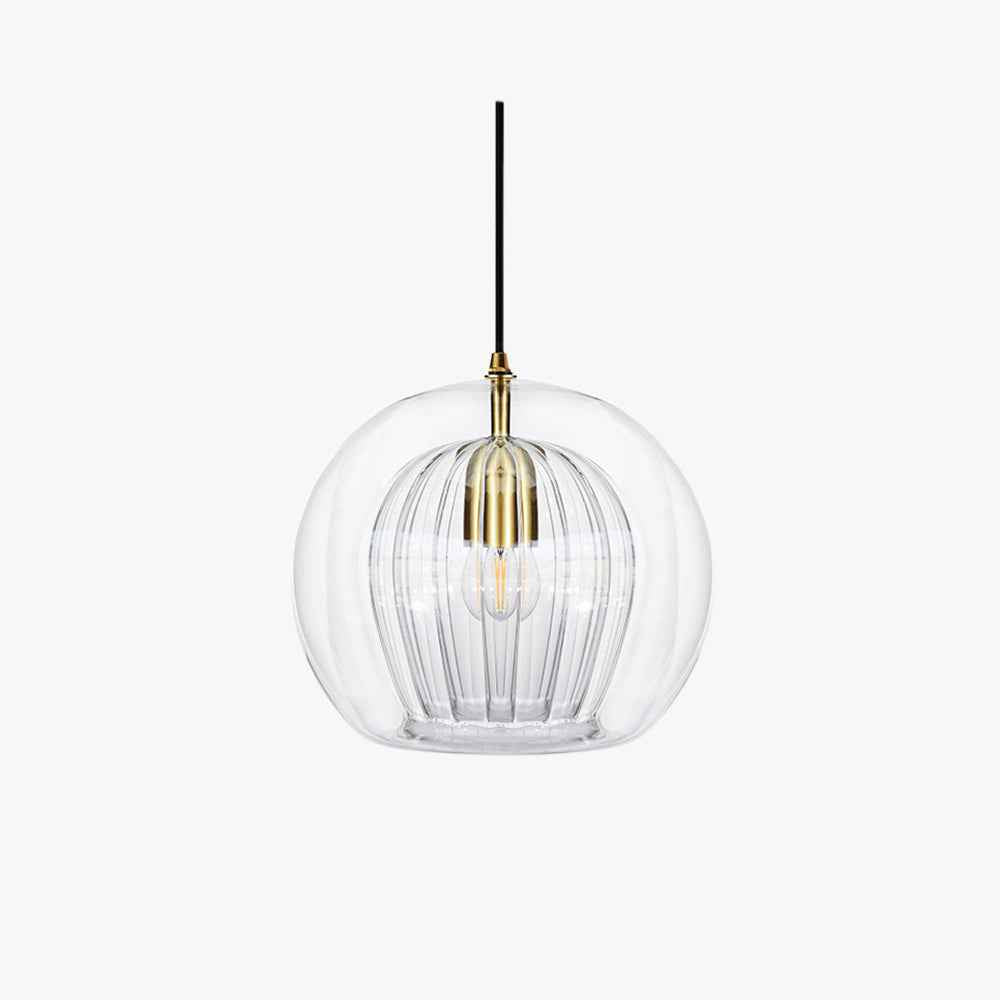 June Suspension Bulle Nordique Verre Transparent/Doré Salon/Chambre - Neutralighting