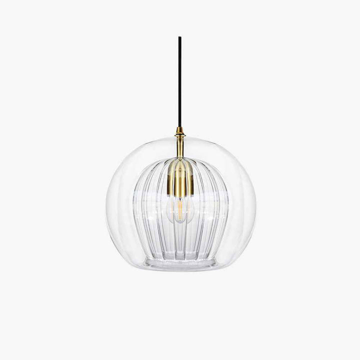 June Suspension Bulle Nordique Verre Transparent/Doré Salon/Chambre - Neutralighting