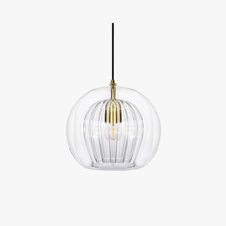 June Suspension Bulle Nordique Verre Transparent/Doré Salon/Chambre - Neutralighting