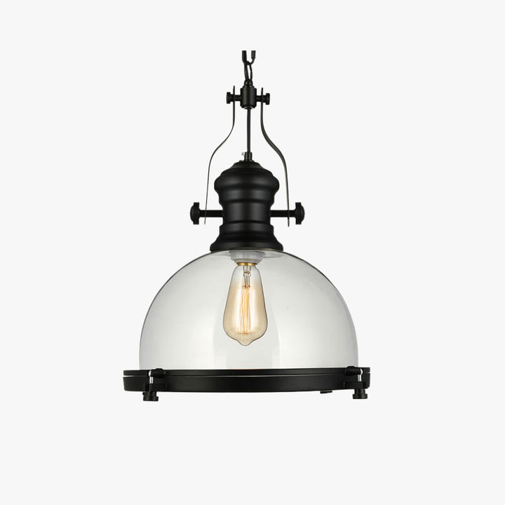 Silva Luminaires Suspensions Dôme Industrielle LED Vintage Verre/Métal Noir Salon/Chambre à Coucher - Neutralighting