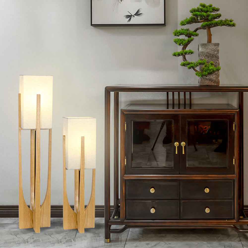 Muto Lampadaire Rectangulaire Naturel, Tissu, Bois, Salon/Bureau - Neutralighting