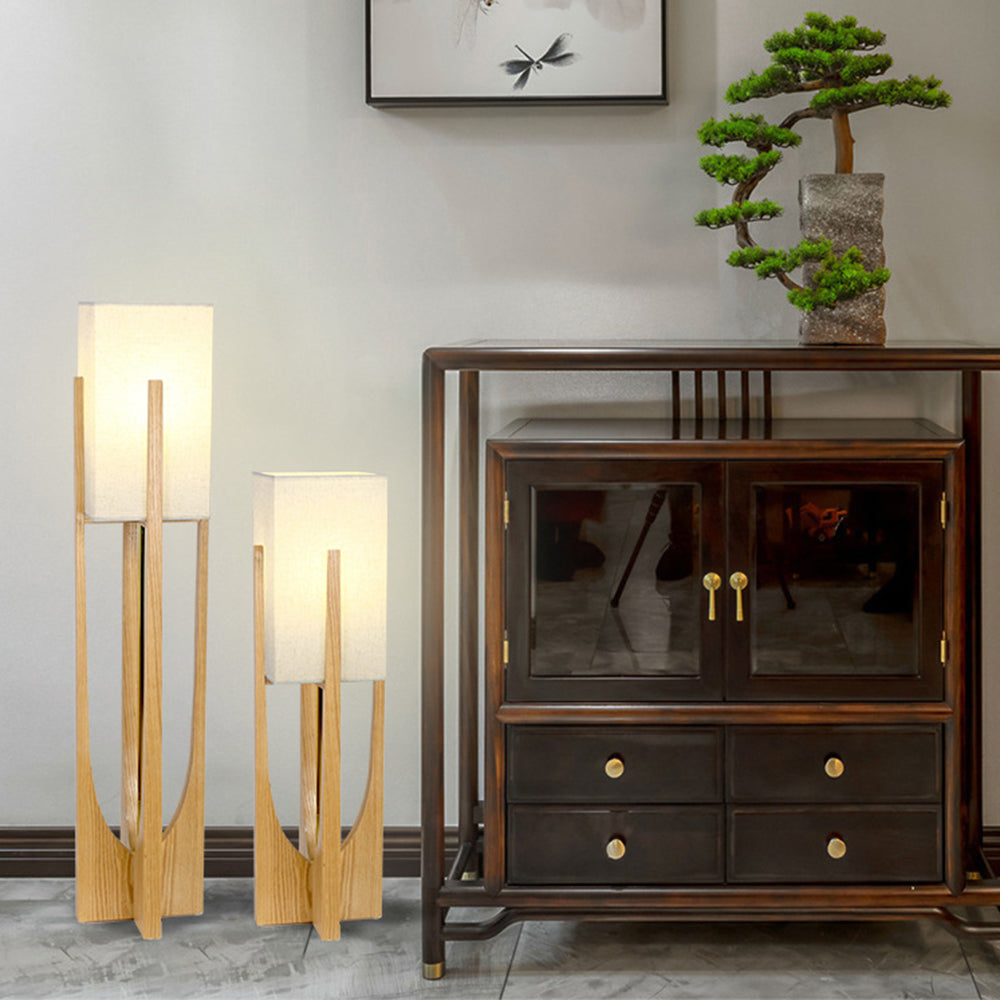 Muto Lampadaire Rectangulaire Naturel, Tissu, Bois, Salon/Bureau - Neutralighting