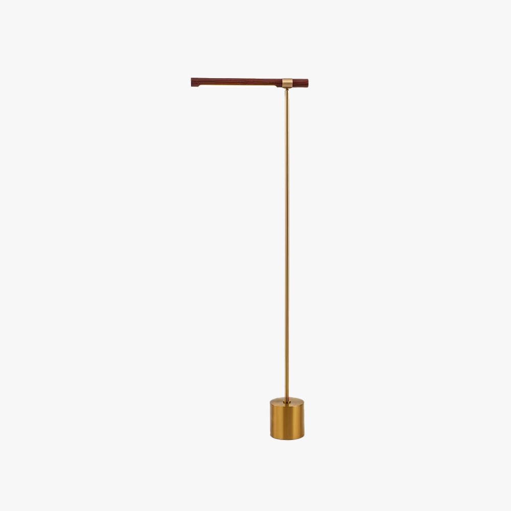 Ray Lampadaire Linéaire Moderne, Métal/Bois, Doré, Salon - Neutralighting