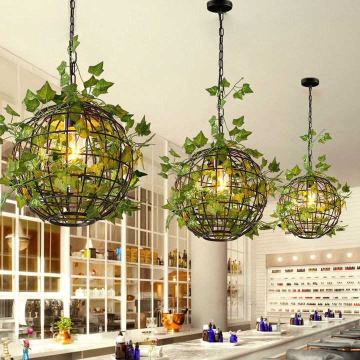 Umari Globe Art Deco LED Suspension Vert Métal Salle à Manger - Neutralighting