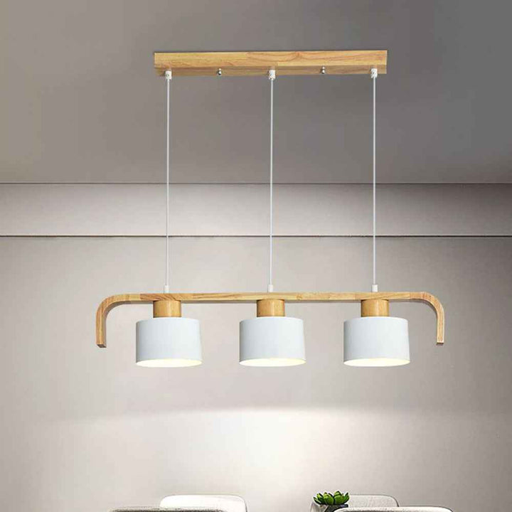 Valentina Moderne Luminaires Suspensions Cylindre Nordique Bambou Blanc/Vert/Gris Chambre à Coucher - Neutralighting