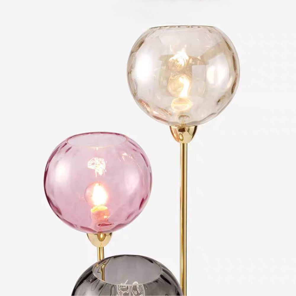 Valentina Lampadaire Boule Moderne, Métal/Verre Mat, Rouge-Gris/Orange-Bleu, Salon - Neutralighting