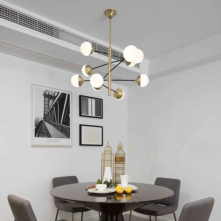 Valentina Globe LED Suspension Or Métal Verre Salon Chambre à Coucher - Neutralighting