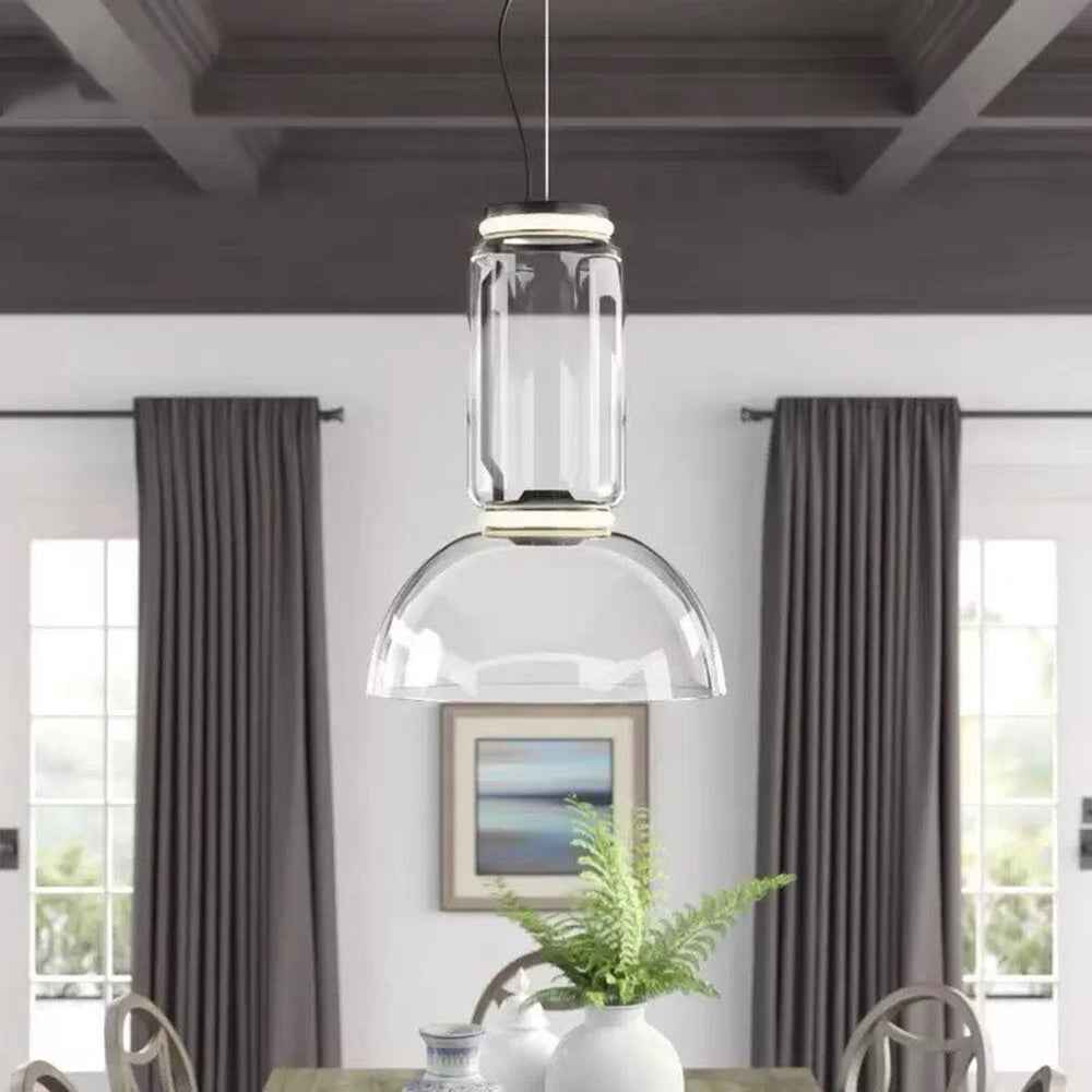 Valentina Luminaires Suspensions LED Cylindre Minimalisme Métal/Verre Transparent Salon/Chambre à Coucher - Neutralighting