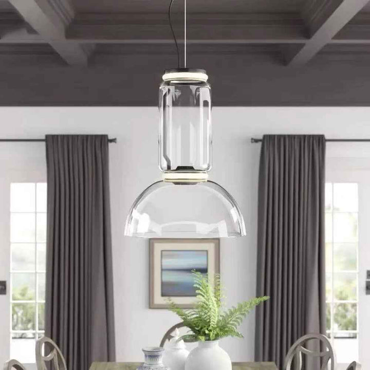 Valentina Luminaires Suspensions LED Cylindre Minimalisme Métal/Verre Transparent Salon/Chambre à Coucher - Neutralighting