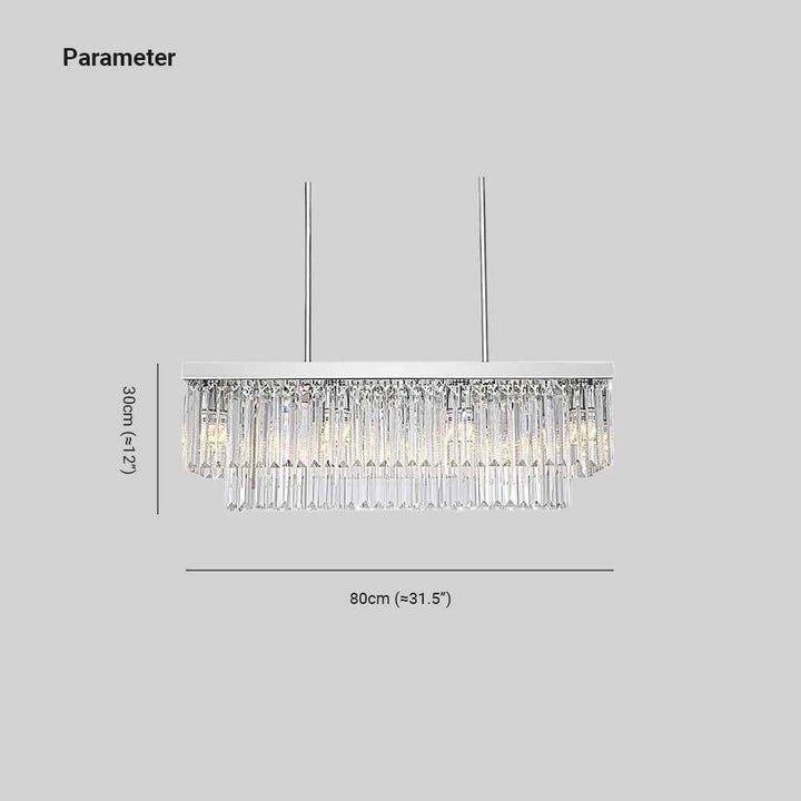 Kristy Design Luminaires Suspensions Rectangulaire Contemporain Métal/Cristal Blanc Salle à Manger/Salon - Neutralighting