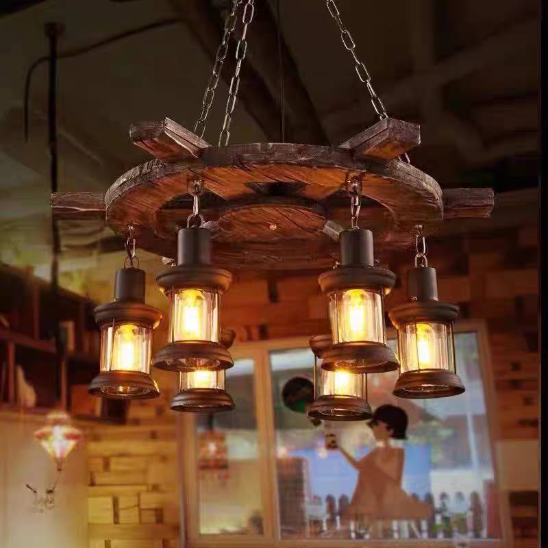 Epoch Vintage LED Lustre Bois/Verre/Métal Salle à manger Salon Bar - Neutralighting