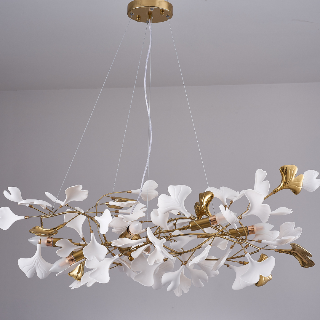 Davor Lustre Suspension Feuille Artistic Design. Métal/Céramique. Blanc. Salon - Neutralighting
