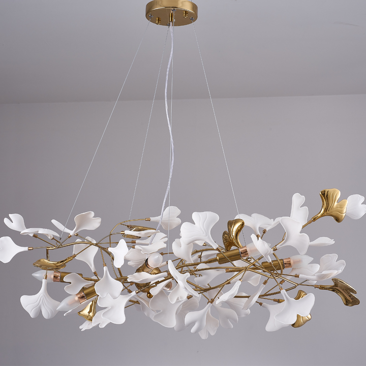 Davor Lustre Suspension Feuille Artistic Design. Métal/Céramique. Blanc. Salon - Neutralighting