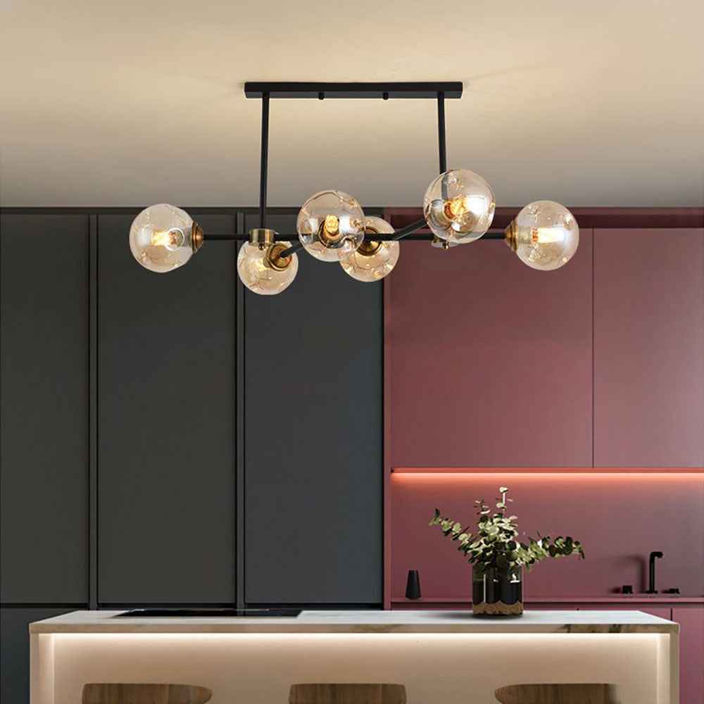 Valentina Moderne LED Suspension Noir Métal Verre Salon Chambre à Coucher - Neutralighting