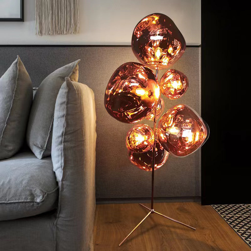 Valentina Design Lampadaire Globe Moderne Métal/Acrylique Or/Rose Dorée/Chormé/Gris Fumé Salon - Neutralighting