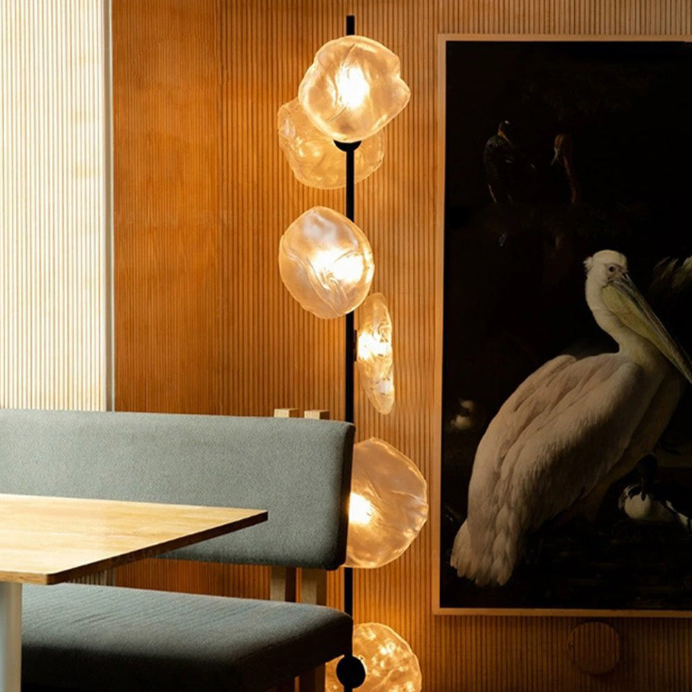 Avi Design Lampadaire Fleur Nordique Métal/Verre Noir/Or/Gris Chambre/Salon - Neutralighting