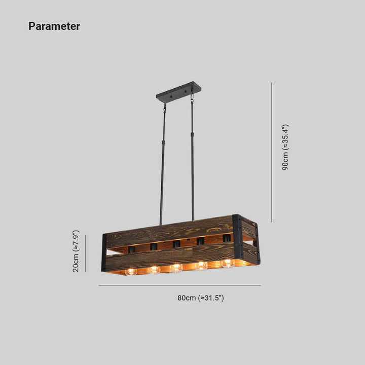 Silva Suspension Rectangulaire Rustique, Bois/Metal, Bois/Marron, Chambre - Neutralighting