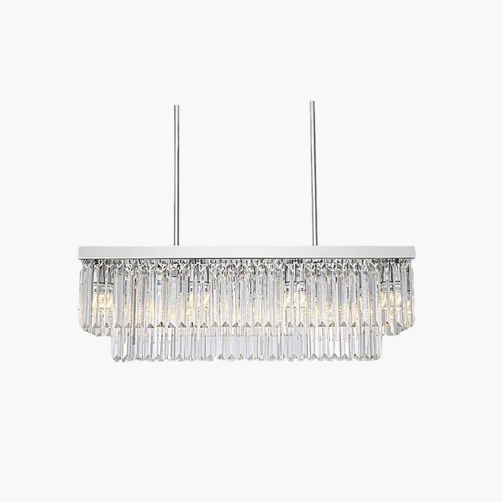 Kristy Design Luminaires Suspensions Rectangulaire Contemporain Métal/Cristal Blanc Salle à Manger/Salon - Neutralighting