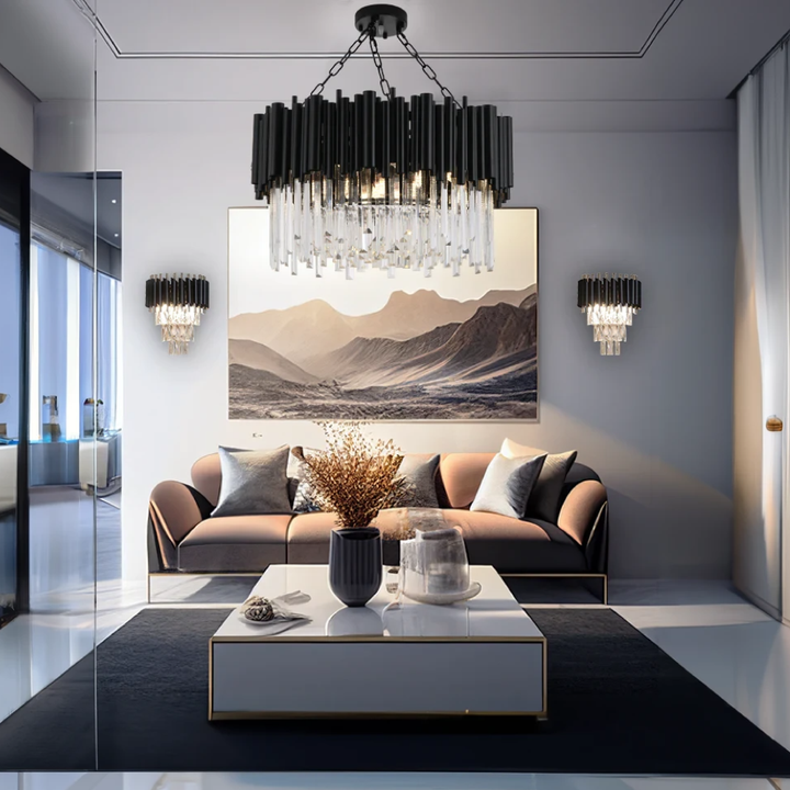 Kristy Suspension LED Industrielle Noir Cylindrique En Verre/Métal Salon - Neutralighting