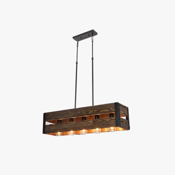 Silva Suspension Rectangulaire Rustique, Bois/Metal, Bois/Marron, Chambre - Neutralighting