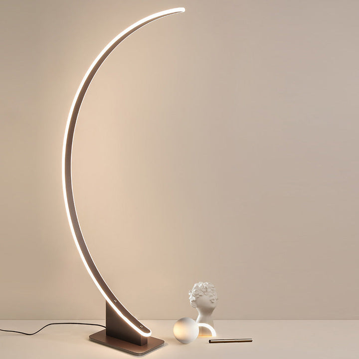 Ray Design Lampadaire Arche Simple Métal/Silicone Café/Blanc Salon/Chambre à Coucher - Neutralighting