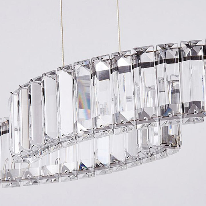 Kristy Luminaires Suspensions LED Wave Moderne Grande Cristal Métal Argent/Or Salon/Cuisine - Neutralighting