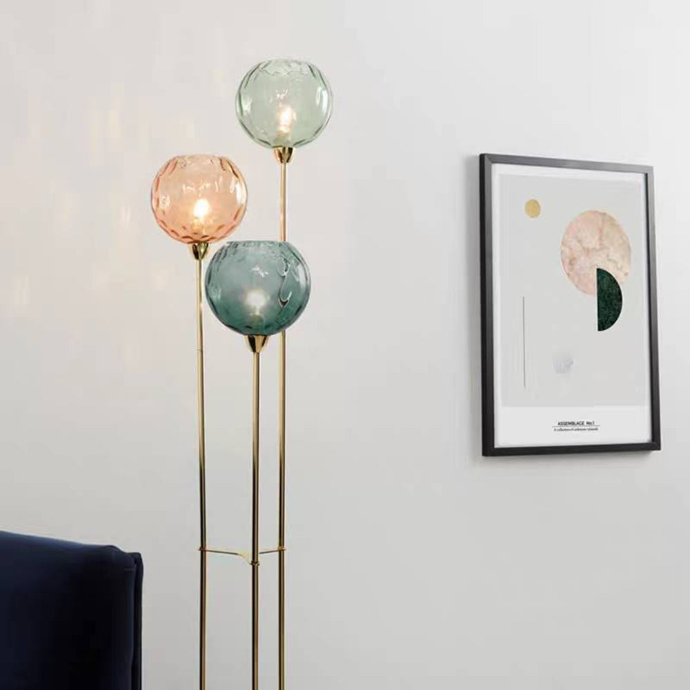 Valentina Lampadaire Boule Moderne, Métal/Verre Mat, Rouge-Gris/Orange-Bleu, Salon - Neutralighting