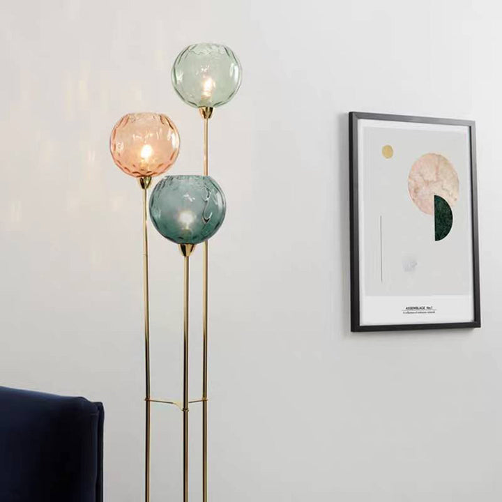 Valentina Lampadaire Boule Moderne, Métal/Verre Mat, Rouge-Gris/Orange-Bleu, Salon - Neutralighting
