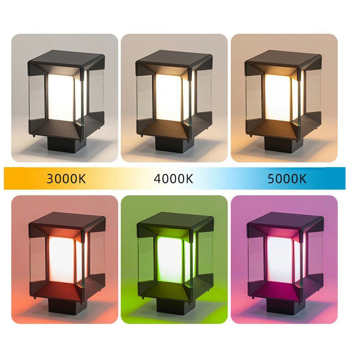 Ray Lampe de Poteau Rectangulaire Moderne, Métal/Verre, Noir/Or, Balcon - Neutralighting