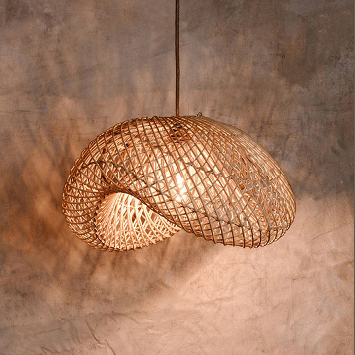 Ritta Suspension Dôme Rustique, Métal/Rotin, Marron, Salon/Café - Neutralighting