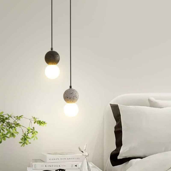 Kessie Luminaires Suspensions Globe Moderne Pierre/Verre Rose/Gris/Noir/Blanc Salon - Neutralighting