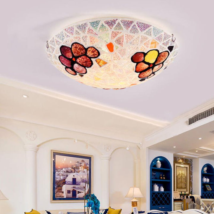 Tiffany Moderne LED Plafonnier Verre/Métal Salon/Chambre À Coucher - Neutralighting