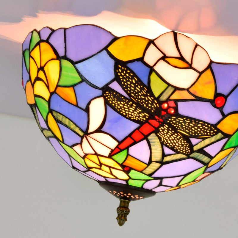 Tiffany Vintage Plafonnier Verre Chambre À Coucher - Neutralighting